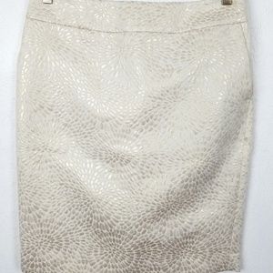 Ann Taylor Loft Size 8 Skirt Pencil Cream Metallic
